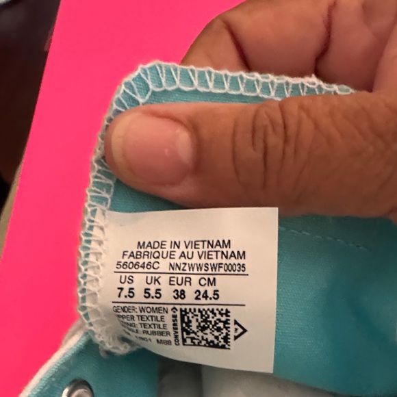 Converse White and Aqua Canvas Shoes - Picture 2 of 8